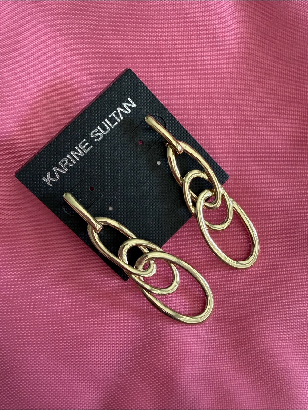 Karine Sultan Gold Interlinked Oval Drop Earrings